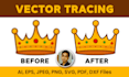 vector trace, vectorize logo, or convert sketch to vector