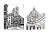 draw detailed architectural sketches with hatching style