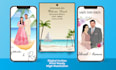 design unique wedding invitation card with couple illustration