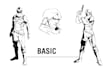 create comic and metal gear character concept art sheet