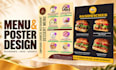 design restaurant menus, food flyers, posters and digital menu boards