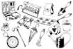 draw stylized objects and animals black and white