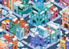 create an isometric city with random characters and details