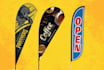 design an attractive teardrop banner, flutter flag, feather flag