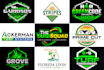 super landscape, grass trimming, and lawn care logo design