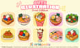 design cute and colorful cartoon food illustration for logo, menu, etc