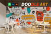 design professional doodle wall art, mural, decal art