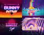 do 80s retrowave 3d text logo designs with vintage effects