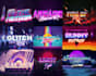 do 80s retro design unique logo with metallic chrome effects