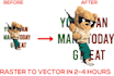 create raster image to vector for you manually and quickly