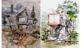 draw architectural building sketch and landscape drawings by hand