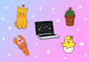 draw cute kawaii animal stickers, emoticons, chibi