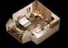 render a detail 3d realistic sectional plan