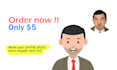 create a flat design cartoon with your character