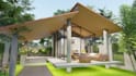 design backyard, pool, and garden with realistic 3d render