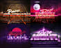create custom neon style 80s logo designs with chrome effect