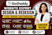 design and redesign modern godaddy website with godaddy builder fix wordpress