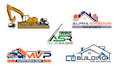 do real estate, construction, bulldozer, excavation, transport, trucking logo