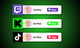 do twitch kick tiktok youtube facebook threads x follow button popup animation
