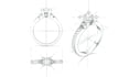 do jewelry design sketch and technical drawing