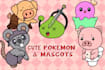 cute pokemon and mascot doodle style