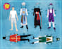 illustrate a paper doll with clothes and accessories