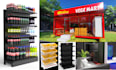 do creative exhibition and trade booth, stand with a 3d logo