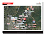 design retail trade aerial map with site arrow, logo labels and graphics
