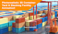 create a photorealistic 3d container yard and stacking facility animation