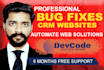 website maintenance bug fixes using PHP, HTML and javascript