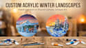 paint a custom acrylic winter landscape on a round canvas