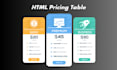 create responsive HTML table and pricing table