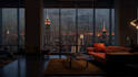 create bedroom luxury apartment rain video for your channel, cozy rain