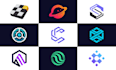 create a clean and futuristic logo for modern tech and blockchain brand