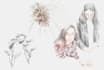 make botanical handdrawing pencil color illustration
