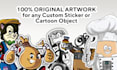 draw custom cartoon sticker design, clip art and vinyl