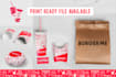 create cafe or restaurant food packaging design with dieline