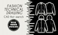 design a professional fashion technical drawing for clothing