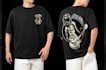 draw skull and skeleton based t shirt design in tattoo style