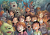 amazing giant and children comic book illustration
