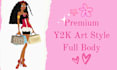 create your portrait in a y2k glamorous doll aesthetic