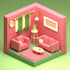 do a isometric 3d room for on blender