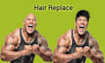 do hair change or hair replace, change hair style, apply hair on bald head,