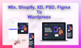 convert wix shopify psd xd figma to  elementor and wordpress website
