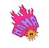 do handdrawn logo design trippy or futuristic style 70s