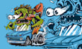 draw rat fink monster cartoon illustration for your merch