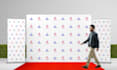 design step and repeat, backdrop, event banner from logo