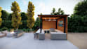 backyard, pool, pergola, landscape,  patio, garden rendering,