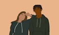 draw minimalist faceless vector portrait for family friends