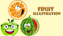 draw a cute cartoon of food, drink, fruit and vegetables